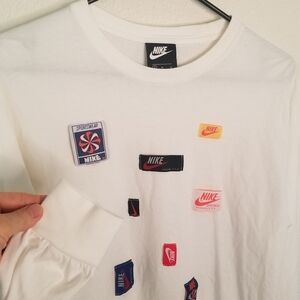 Vintage Nike T Shirt applique label long sleeve 100% cotton white